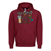 Burgundy nursing İn my heart Zipper Hoodie - CowhideDigitalArt