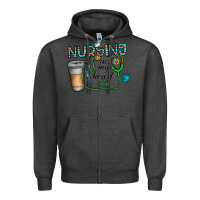 Charcoal Heather nursing İn my heart Zipper Hoodie - CowhideDigitalArt
