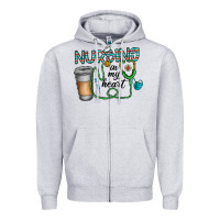 Heather Grey nursing İn my heart Zipper Hoodie - CowhideDigitalArt