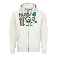Oatmeal Heather nursing İn my heart Zipper Hoodie - CowhideDigitalArt