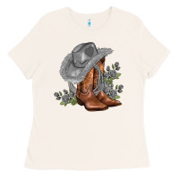 Bone gray cowgirl and roses Ladies Tee - AdoDesignShop