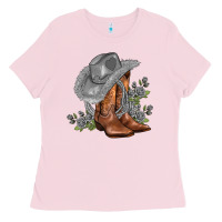 Gray Cowgirl And Roses Ladies Tee | Teevron
