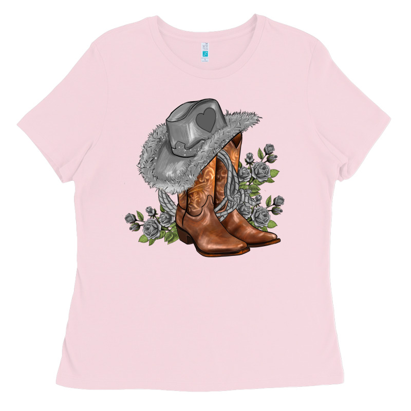 Gray Cowgirl And Roses Ladies Tee by AdoDesignShop | Teevron