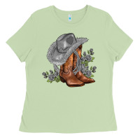 Matcha gray cowgirl and roses Ladies Tee - AdoDesignShop