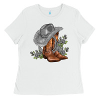 White gray cowgirl and roses Ladies Tee - AdoDesignShop
