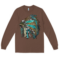 Chestnut indian feather headdress with western  patterns Long Sleeve Tee - RanaPortraitStore