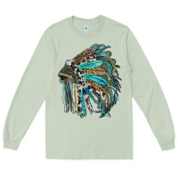 Matcha indian feather headdress with western  patterns Long Sleeve Tee - RanaPortraitStore