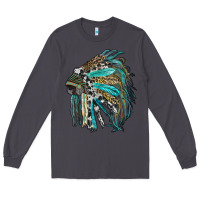 Smoke indian feather headdress with western  patterns Long Sleeve Tee - RanaPortraitStore