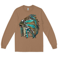 Toasted Coconut indian feather headdress with western  patterns Long Sleeve Tee - RanaPortraitStore