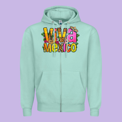 Viva Mexico Long Live Mexico Zipper Hoodie Designed By Fadigitalartstudio