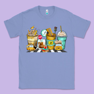 School Bus Coffee Cups Classic Tee Designed By Zillion Design Studio