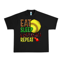 Black eat sleep softball repeat Urban Heavy Tee - texasbilliewilder