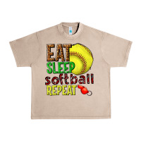 French Oak eat sleep softball repeat Urban Heavy Tee - texasbilliewilder