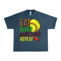 Midnight Navy eat sleep softball repeat Urban Heavy Tee - texasbilliewilder