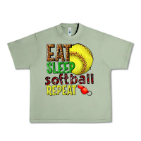 Oil Green eat sleep softball repeat Urban Heavy Tee - texasbilliewilder