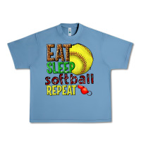 Pebble Blue eat sleep softball repeat Urban Heavy Tee - texasbilliewilder