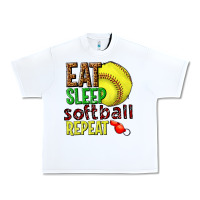 White eat sleep softball repeat Urban Heavy Tee - texasbilliewilder