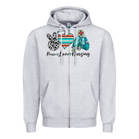 Heather Grey peace love nursing Zipper Hoodie - CowhideDigitalArt