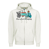 Oatmeal Heather peace love nursing Zipper Hoodie - CowhideDigitalArt