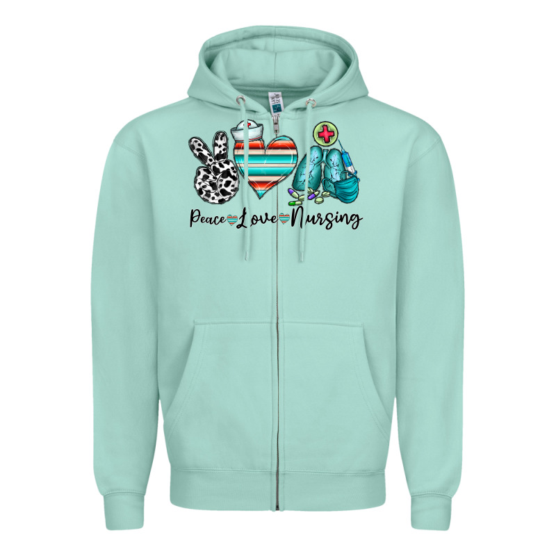 Peace Love Nursing Zipper Hoodie by CowhideDigitalArt | Teevron