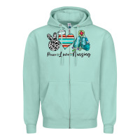 Seafoam peace love nursing Zipper Hoodie - CowhideDigitalArt