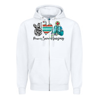 White peace love nursing Zipper Hoodie - CowhideDigitalArt