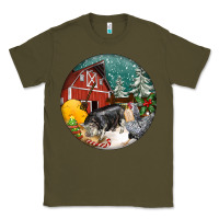 Army Green Christmas On The Farm Classic Tee - FaDigitalArtStudio