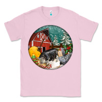 Bubblegum Pink Christmas On The Farm Classic Tee - FaDigitalArtStudio