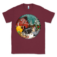 Burgundy Christmas On The Farm Classic Tee - FaDigitalArtStudio
