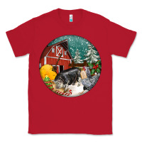 Red Christmas On The Farm Classic Tee - FaDigitalArtStudio