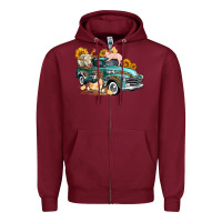 Burgundy western farm truck coop animals farm animals Zipper Hoodie - FaDigitalArtStudio