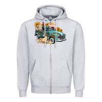 Heather Grey western farm truck coop animals farm animals Zipper Hoodie - FaDigitalArtStudio