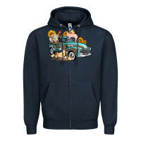 Navy western farm truck coop animals farm animals Zipper Hoodie - FaDigitalArtStudio