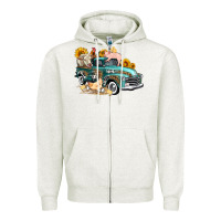 Oatmeal Heather western farm truck coop animals farm animals Zipper Hoodie - FaDigitalArtStudio