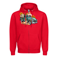 Red western farm truck coop animals farm animals Zipper Hoodie - FaDigitalArtStudio