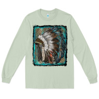 Matcha indian feather headdress with leopard background Long Sleeve Tee - RanaPortraitStore