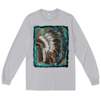 Moon Dust indian feather headdress with leopard background Long Sleeve Tee - RanaPortraitStore