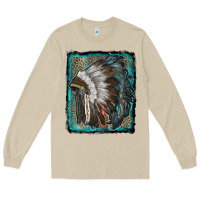 Mushroom indian feather headdress with leopard background Long Sleeve Tee - RanaPortraitStore