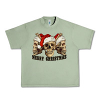 Oil Green Merry Christmas Skulls Urban Heavy Tee - RanaPortraitStore