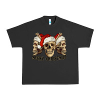 Pigment Black Merry Christmas Skulls Urban Heavy Tee - RanaPortraitStore