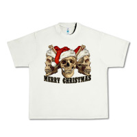 Pistachio Merry Christmas Skulls Urban Heavy Tee - RanaPortraitStore