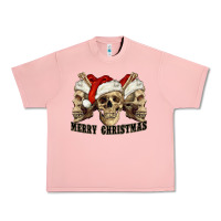 Salmon Merry Christmas Skulls Urban Heavy Tee - RanaPortraitStore