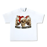 White Merry Christmas Skulls Urban Heavy Tee - RanaPortraitStore