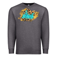 Charcoal Heather glitter leopard turquoise patch Premium Sweatshirt - AdoDesignShop