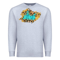 Heather Grey glitter leopard turquoise patch Premium Sweatshirt - AdoDesignShop