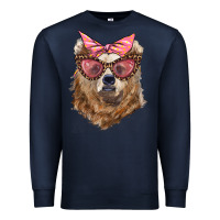 Navy mama bear with glasses and bandana Premium Sweatshirt - Artiststas