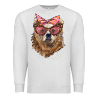 Oatmeal Heather mama bear with glasses and bandana Premium Sweatshirt - Artiststas