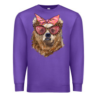 Purple mama bear with glasses and bandana Premium Sweatshirt - Artiststas