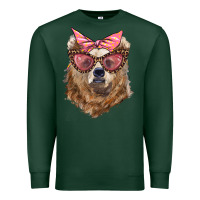 Sports Green mama bear with glasses and bandana Premium Sweatshirt - Artiststas