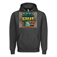 Charcoal Heather reel great dad Zipper Hoodie - HRA Design Shop